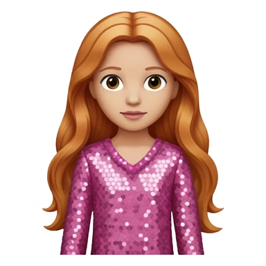 Carrie White with light skin, long reddish blonde hair, pink sequin outfit sticker