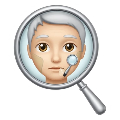 simple emoji of a magnifying glass examining skin representing dermatology sticker