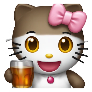 Hello Kitty, drinking Hennessy not full body sticker