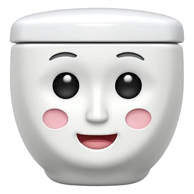 Toilet with a face sticker