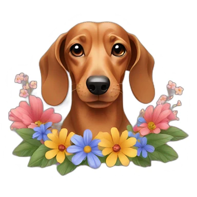 dachshund with flowers sticker