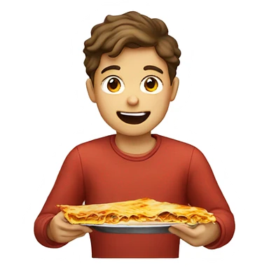 Boy eating lasagna  sticker