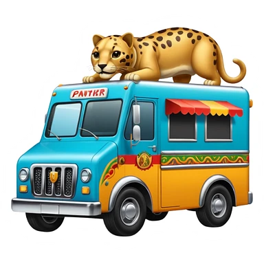 A taco truck that has a panther on it
 sticker