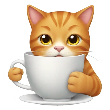 Ginger cat with a cup of tea sticker