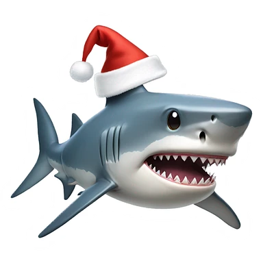 Shark wearing a Santa hat sticker