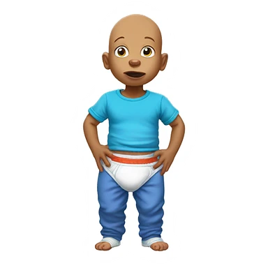HAIRLESS BABY IN DIAPER WITH BLUE T-SHIRT, RUGRATS sticker