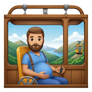 A cableway with a pregnant man inside sticker