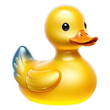 glowing glass rubber duck,  minimalistic yellow transparent glass 3d neon glowing sticker