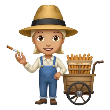 Emoji smoking a cart sticker