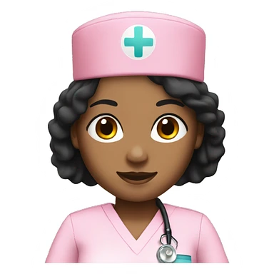  1 Nurse ,white skin woman, black hair ,pink scrubs  sticker