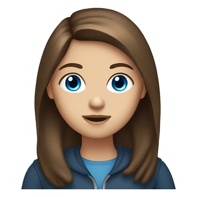 girl with brown hair and laptop blue eyes sticker