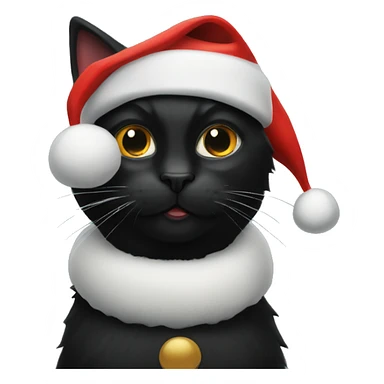 Black cat with a Santa hat sticker