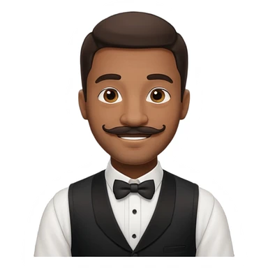 mustached black waiter man sticker