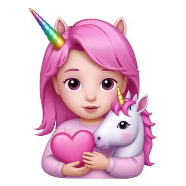 Kalp tutan bebek pembe unicorun sticker