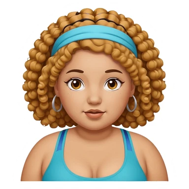 curly fat girl with headband, sportsy sticker
