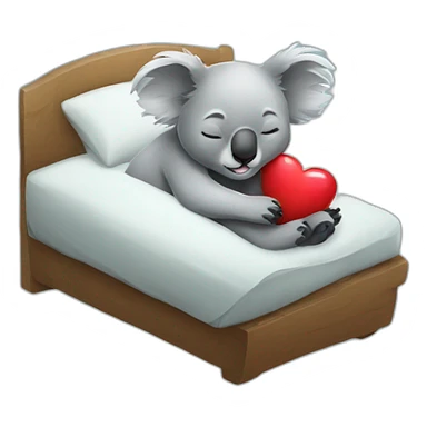 Koala sleeping with heart sticker