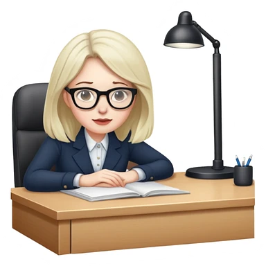 white woman under desk sticker