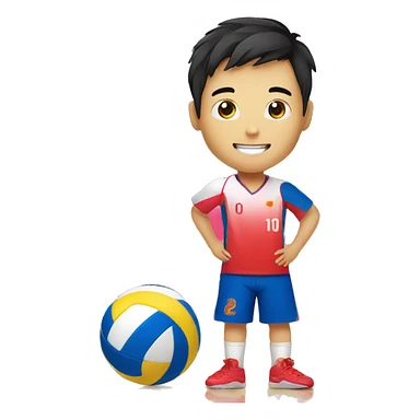 chinese volleyball boy player with a ball sticker