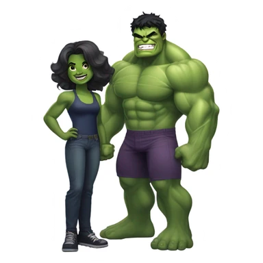 Mini cute Hulk with she hulk sticker