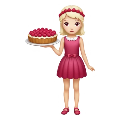 Raspberry torte human full body and legs girl with a raspberry barrette on her head sticker