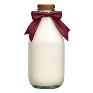 aesthetic milk bottle with burgundy bow sticker