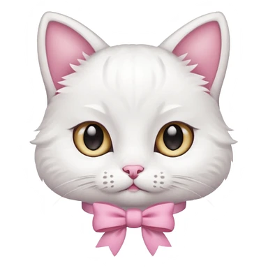 A little white cat with innocent eyes and a pink bow on its head sticker