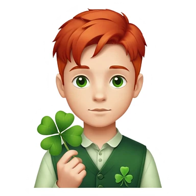 ragazzo daj capelli rossi e quadrifoglio  sticker