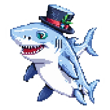 shark wearing a top hat sticker