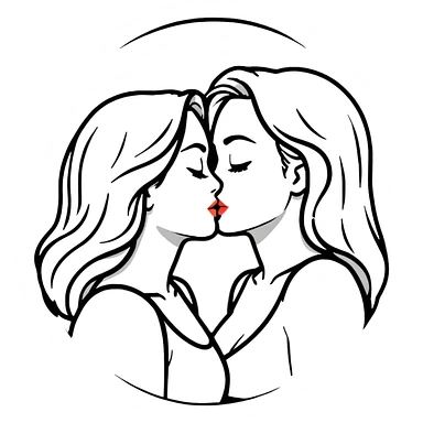 two women kissing sticker