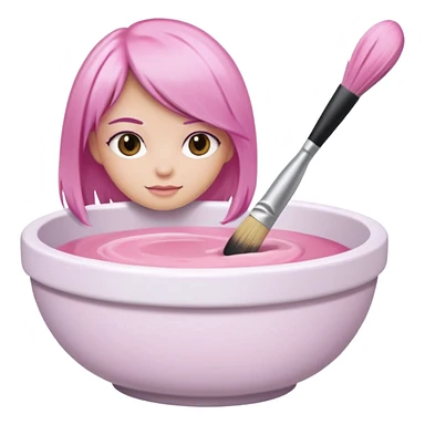 bowl of pastel hair dye with a brush nearby, iOS Apple emoji style sticker
