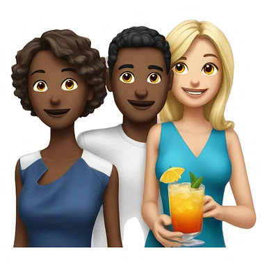 1 boy, 2 girls with cocktails  sticker