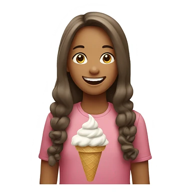 smiling girl with long hair eating ice cream sticker