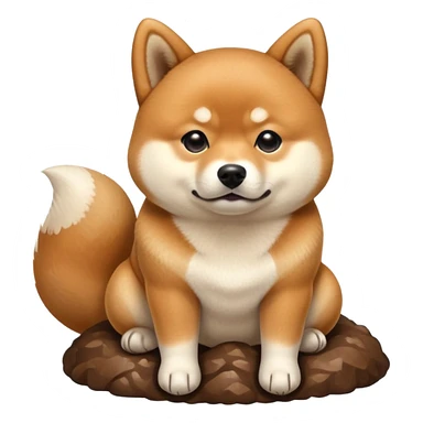 A Shiba Inu sitting on the poop sticker