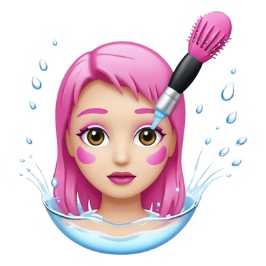 water Rinse pink makeup brush sticker