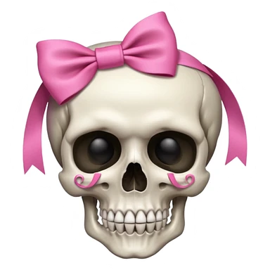 A skull with a small pink ribbon on the side of its head sticker