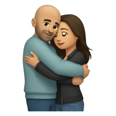 Comforting hug from brunette Puerto Rican to shorter bald male sticker