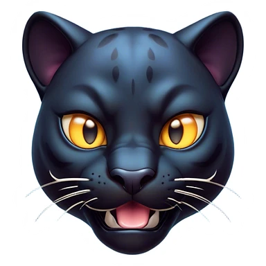 Cinematic Comical Panther Portrait Emoji, Head tilted dramatically with an exaggeratedly shocked expression, featuring a sleek, muscular body with wide, comically expressive eyes full of humorous disbelief, Simplified yet hilariously expressive features, highly detailed, glowing with a slightly sassy dark glow, high shine, dramatic yet playful, stylized with an air of quirky feline attitude, soft glowing outline, capturing the essence of a meme-worthy panther that looks ready to side-eye its way into viral fame! sticker