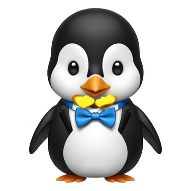 penguin with bow blue tie  sticker
