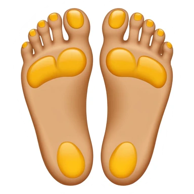 two clean feet soles, exact pose and look as reference image, emoji style, no toenails, no apple logos, smooth and rounded toes, anatomically correct, no nails or symbols anywhere sticker