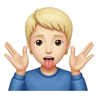 Hands to the side sticking the tongue out  sticker