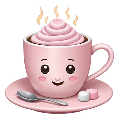 coffee in a light pink cup with marshmallows on top  sticker