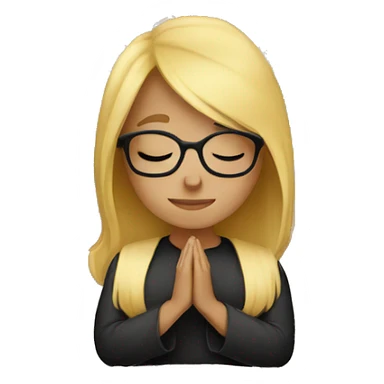 Woman with blonde hair and glasses praying sticker