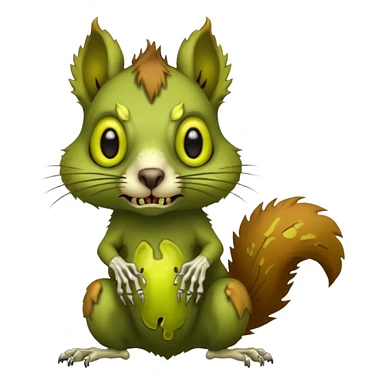 undead zombie squirrel, yellow green empty eyes, rotting, evil, chaotic, full body sticker