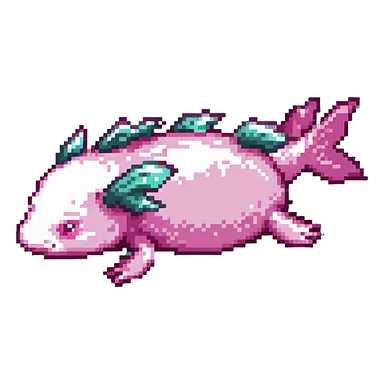 pink Minecraft axolotl, authentic blocky style and proportions, pixel art sticker