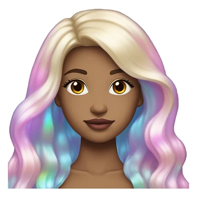 mermaid, magical, blonde hair, pink lips, iridescent, mystical, shiny, holographic, straight hair with highlights sticker