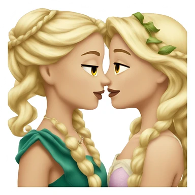 2 women princesses couple blonde kiss sticker