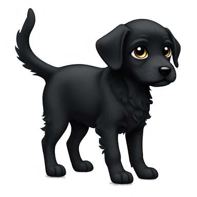 All black puppy pointy ears curly tail  sticker