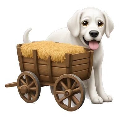 Dog in front of a wagon sticker