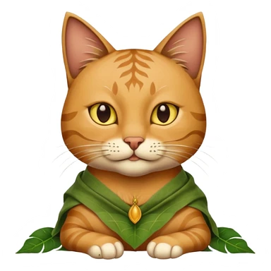 ancient cat with leaf cloth sticker