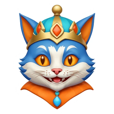 crazy colorful cute little cat jolly joker from poker, medieval, vintage, court jester, mac os icon, blue color sticker